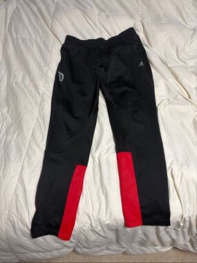 adidas Black Joggers with Red Lower Panels